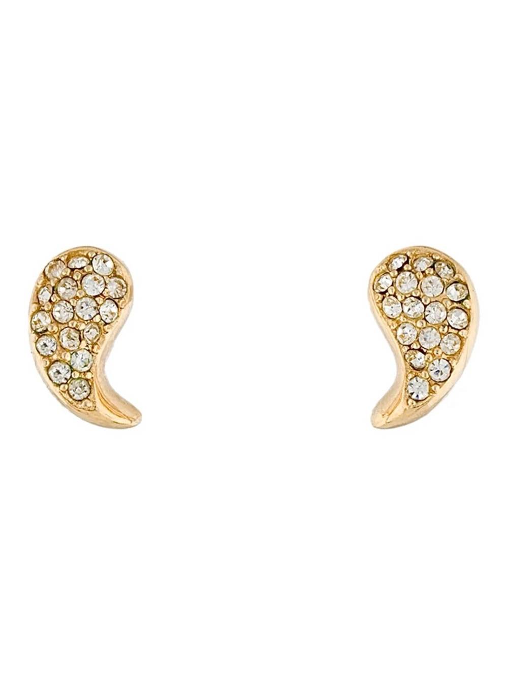 Dior Vintage Signed 18K Gold Plated Crystal Teardrop Clip-On Earrings Authentic